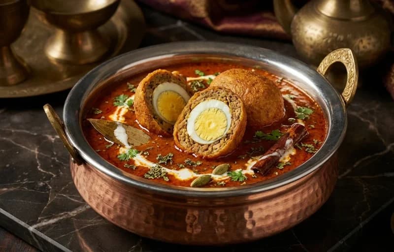 Nargisi Kofta, Steamed Basmati Rice and Haak Saag - Recipe 1