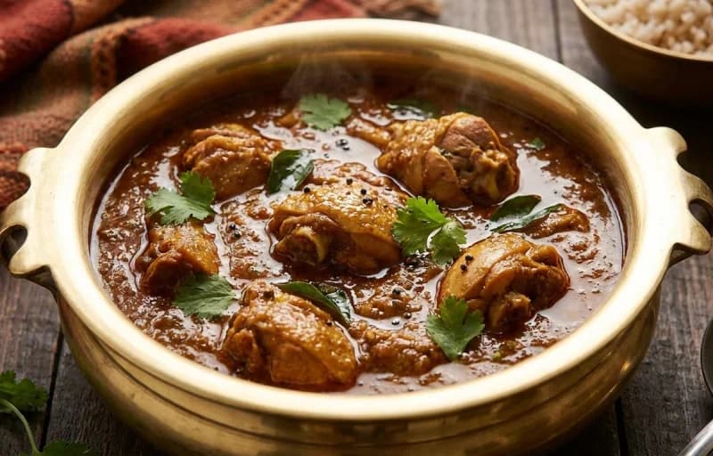 Nattukozhi Kuzhambu, Steamed Basmati Rice and Vazhakkai Varuval - Recipe 1