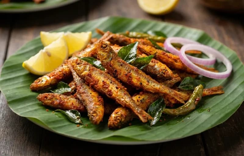 Nethili Meen Varuval, Tomato Rasam and Steamed Basmati Rice - Recipe 1