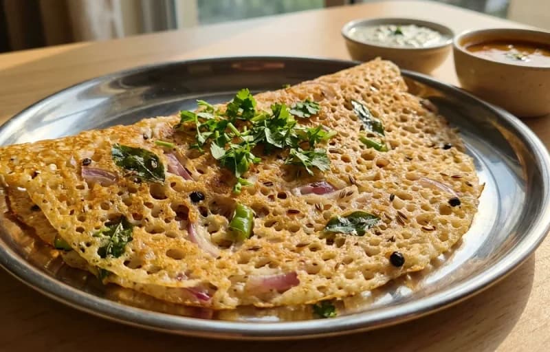 Onion Rava Dosa, Vegetable Sambar and Coconut Chutney - Recipe 1