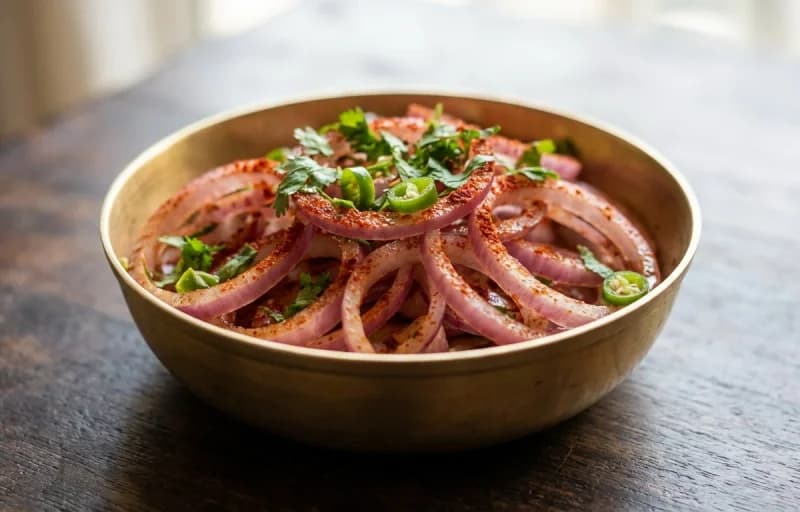 Lentil Spinach Stew with Onion Salad and Whole Wheat Bread