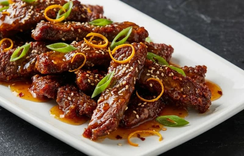 Orange Beef, Chicken Lo Mein and Egg Roll - Recipe 1