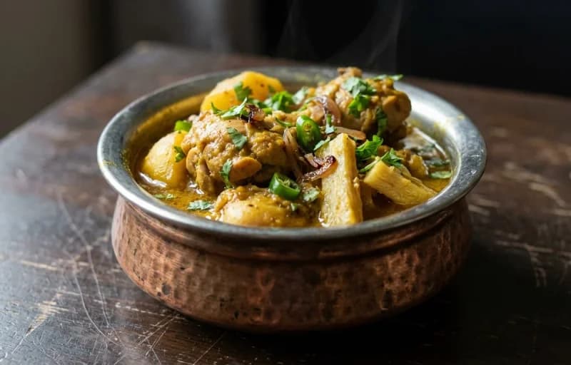 Ou Tenga Chicken, Joha Rice and Xaak Bhaji - Recipe 1