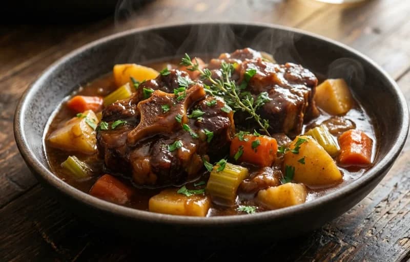 Oxtail Stew, Steamed Basmati Rice and Collard Greens - Recipe 1