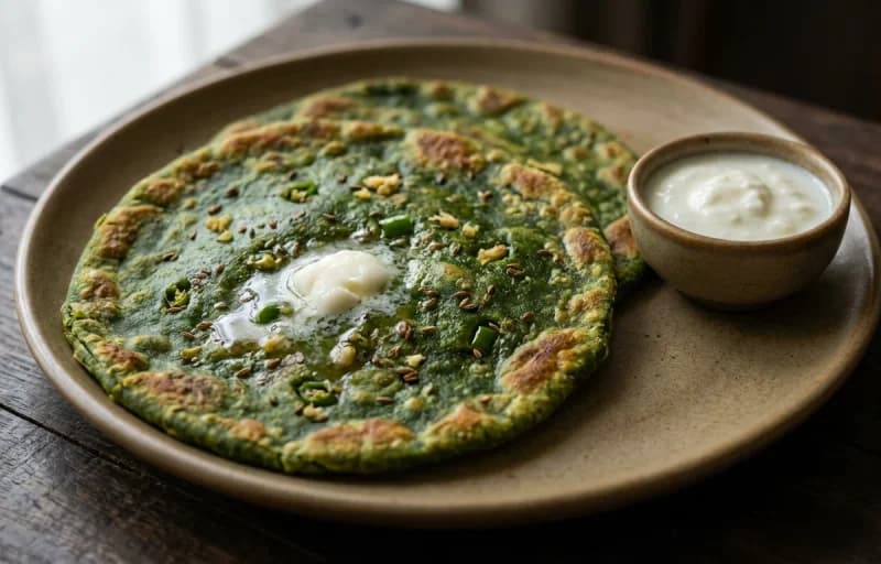 Palak Paratha with Garlic Pickle - Recipe 1