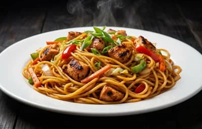 Pan Fried Chicken Noodles
