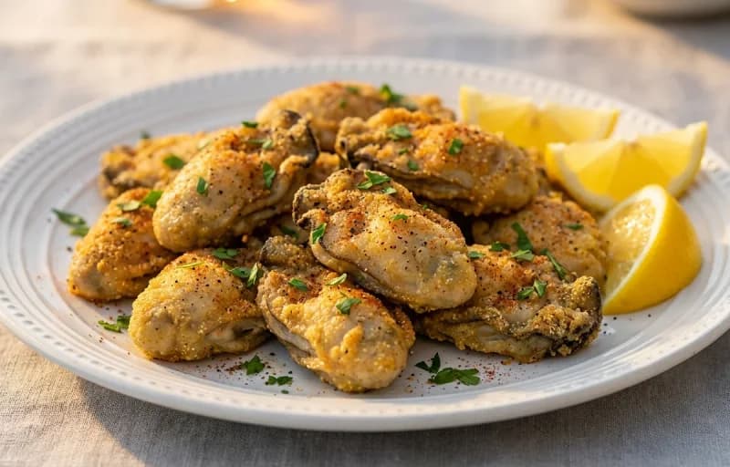 Pan-Fried Oysters, Coleslaw and French Fries - Recipe 1