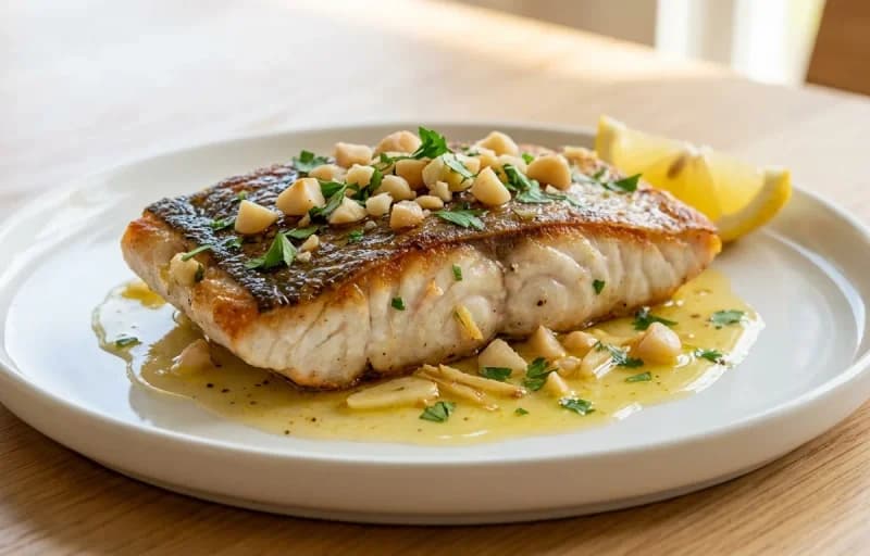 Pan-Seared Opakapaka, Lemon Caper Sauce, Quinoa and Garlic Green Beans - Recipe 1