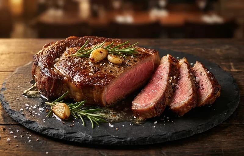 Pan-Seared Ribeye Steak, Mushroom Sauce and Roasted Asparagus - Recipe 1