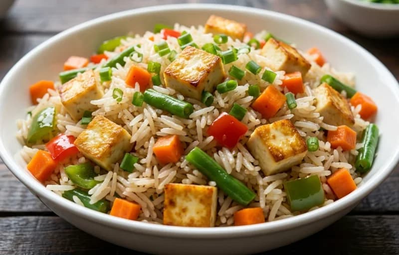 Paneer Fried Rice with Chilli Paneer Gravy - Recipe 1