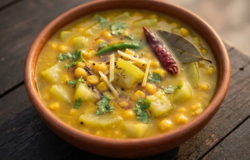 Steamed Basmati Rice, Pani Lau aru Butor Dali and Aloo Pitika - Recipe 2