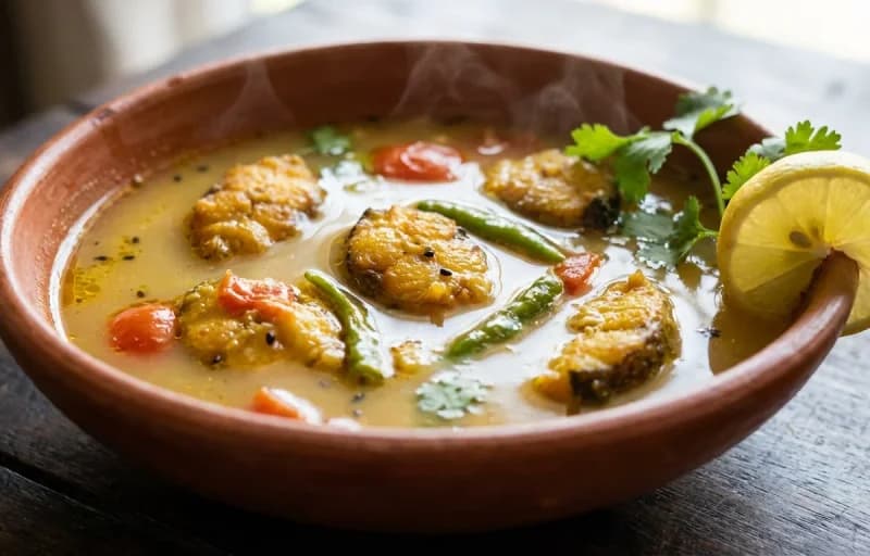 Steamed Basmati Rice, Pani Tenga Fish and Kol Phool Bor - Recipe 2