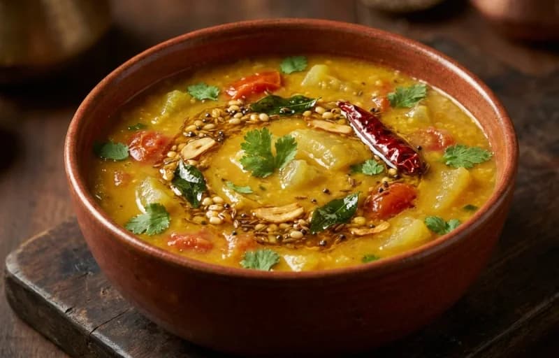 Steamed Basmati Rice, Pappu Pulusu, Bhindi Fry and Curd - Recipe 2