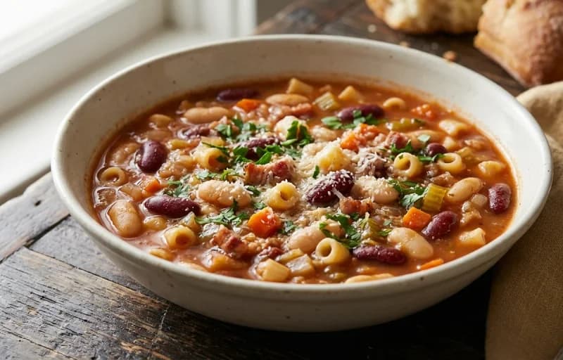 Pasta e Fagioli with No-Knead Crusty Bread - Recipe 1