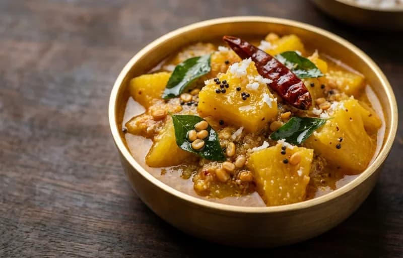 Boiled Rice, Pineapple Menaskai and Tendli Palya - Recipe 2