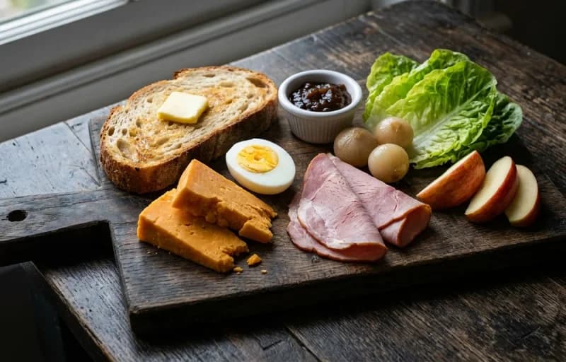 Ploughman's Lunch, Mac and Cheese, Baked Ham, Sirke Wale Pyaz and Irish American Soda Bread - Recipe 1