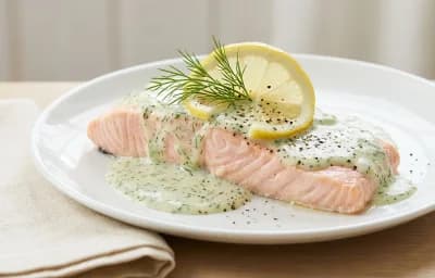 Poached Salmon with Dill Sauce