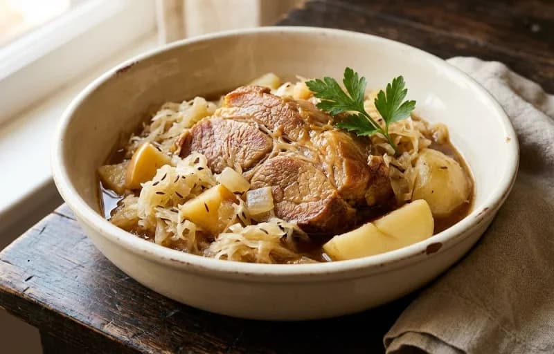 Pork and Sauerkraut with Mashed Potatoes - Recipe 1