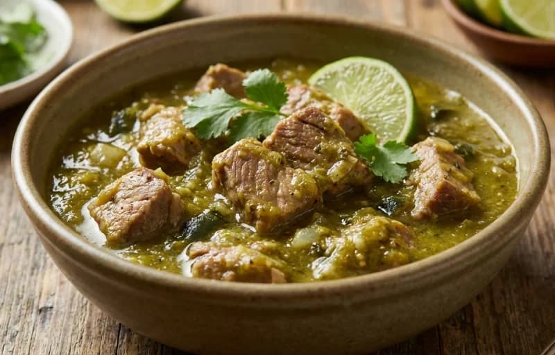Pork Chile Verde, Flour Tortillas and Steamed Basmati Rice - Recipe 1