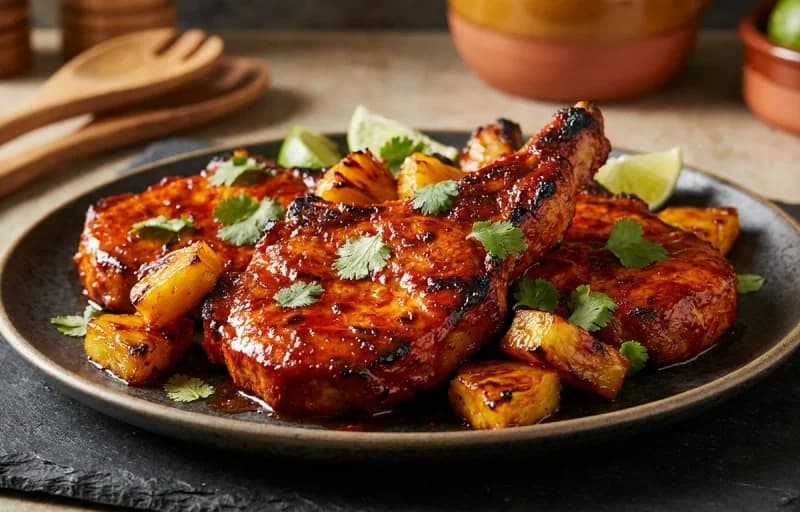 Pork Chops Al Pastor, Pineapple Rice and Grilled Zucchini - Recipe 1