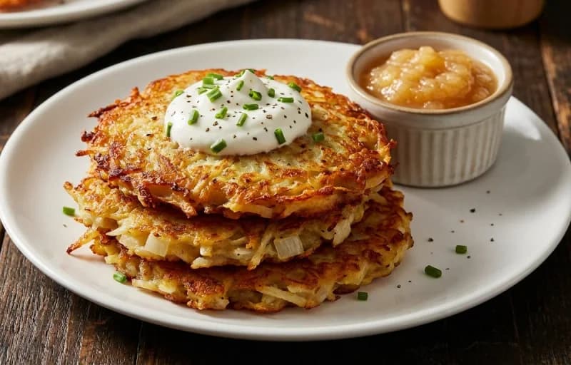 Potato Pancakes, Cinnamon Applesauce and Sour Cream - Recipe 1