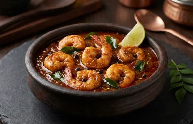 Prawn Pulimunchi with Boiled Rice - Recipe 1