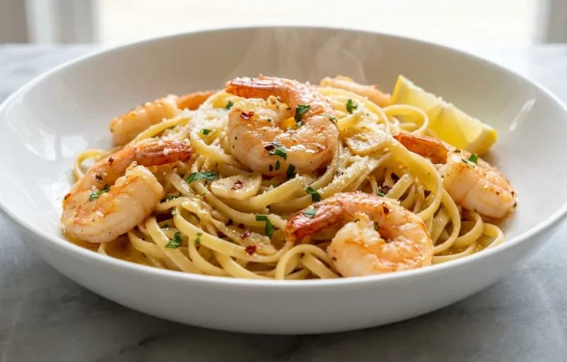 Prawn Scampi, Linguine with Clam Sauce and Garlic Bread - Recipe 1