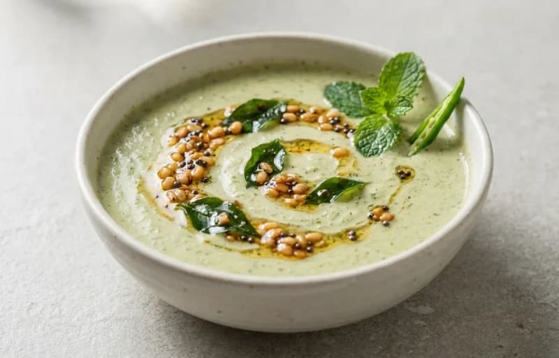 Boiled Rice, Pudina Thambuli and Papli Upkari - Recipe 2