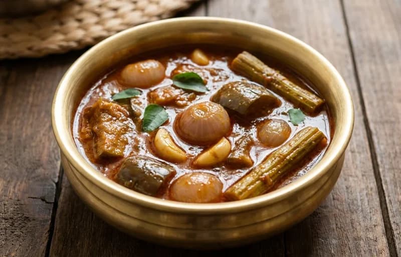 Puli Kuzhambu, Steamed Basmati Rice, Pudalangai Kootu and Vadagam - Recipe 1