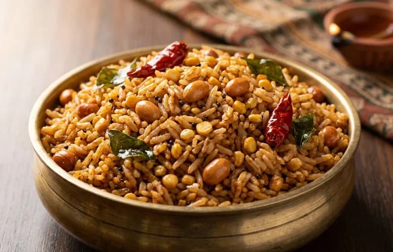 Puliyodharai with Roasted Papad - Recipe 1