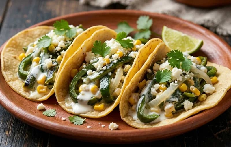 Rajas con Crema Tacos with Corn Tortillas - Recipe 1