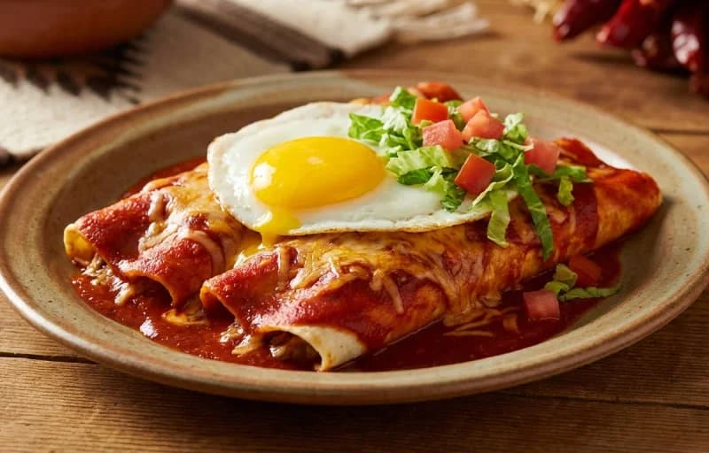Red Chile Enchiladas with Fried Egg, Pinto Beans and Pork Posole Rojo - Recipe 1