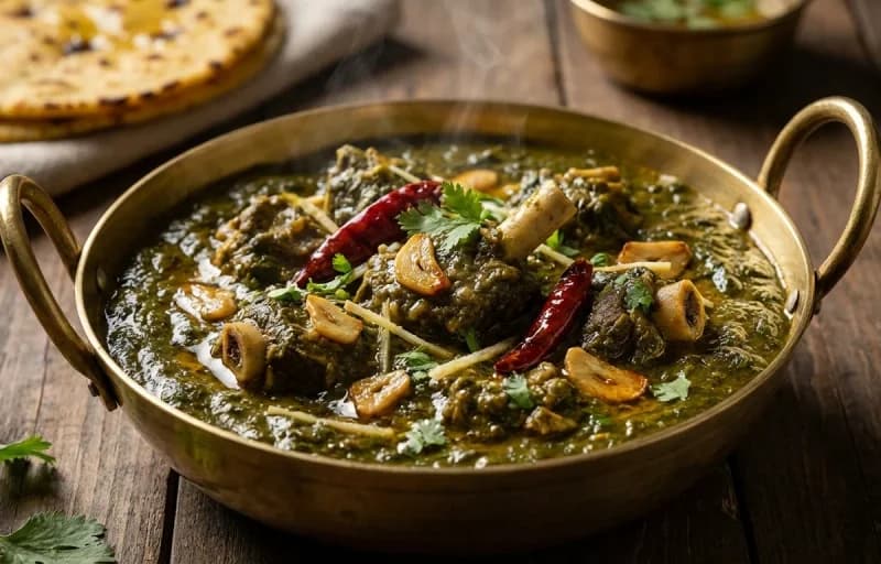 Saag Meat, Makki di Roti and White Butter - Recipe 1