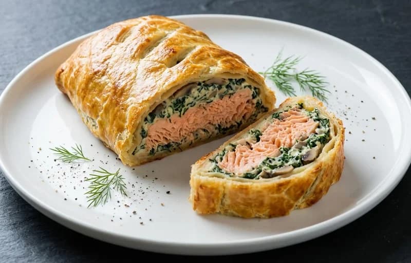 Salmon Wellington with Creamed Spinach - Recipe 1