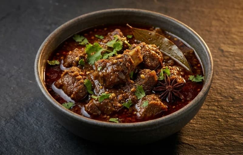 Saoji Mutton Curry, Chapati and Lachha Pyaaz - Recipe 1