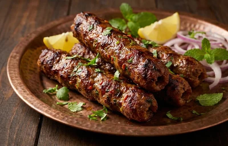 Seekh Kabab, Lavasa Bread and Mint Chutney - Recipe 1