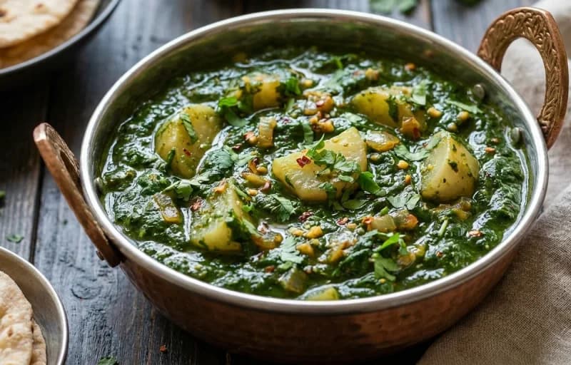 Shalgam Palak Sabzi with Makki di Roti - Recipe 1
