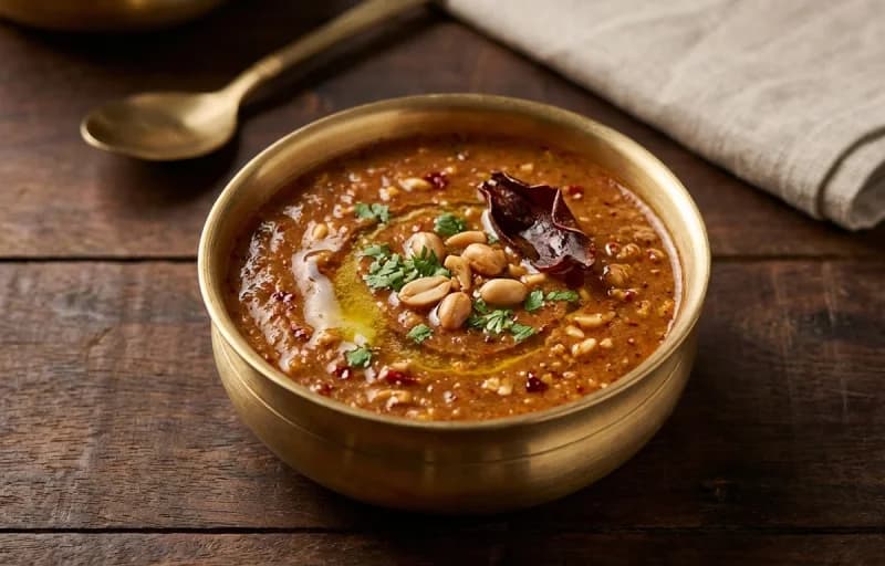 Shengdanyachi Amti with Steamed Basmati Rice - Recipe 1