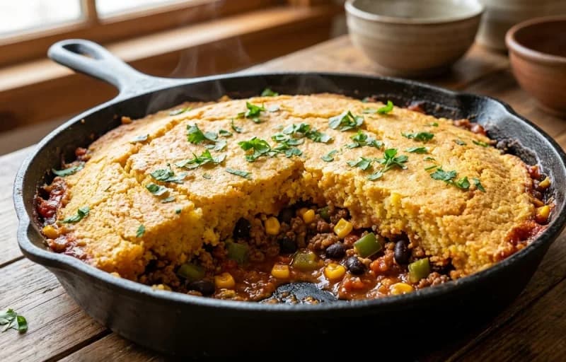 Shepherd's Pie with Cornbread Topping with Side Salad - Recipe 1