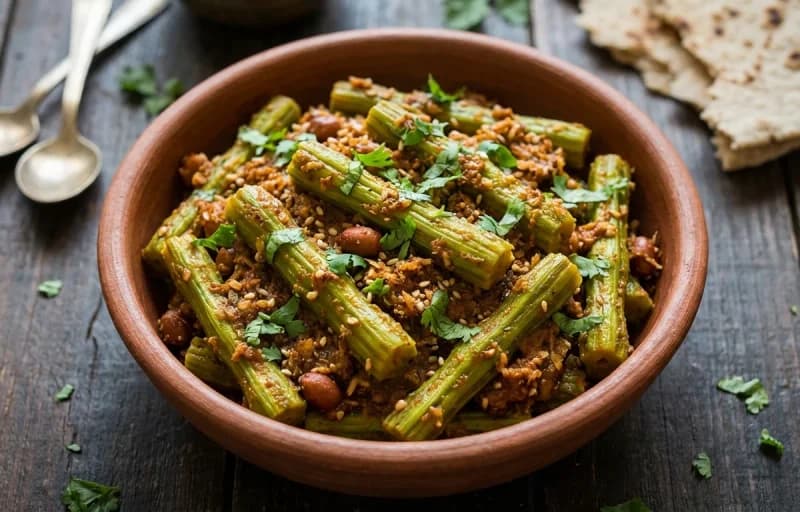 Shevgyachya Shenganchi Bhaji with Jowar Bhakri - Recipe 1