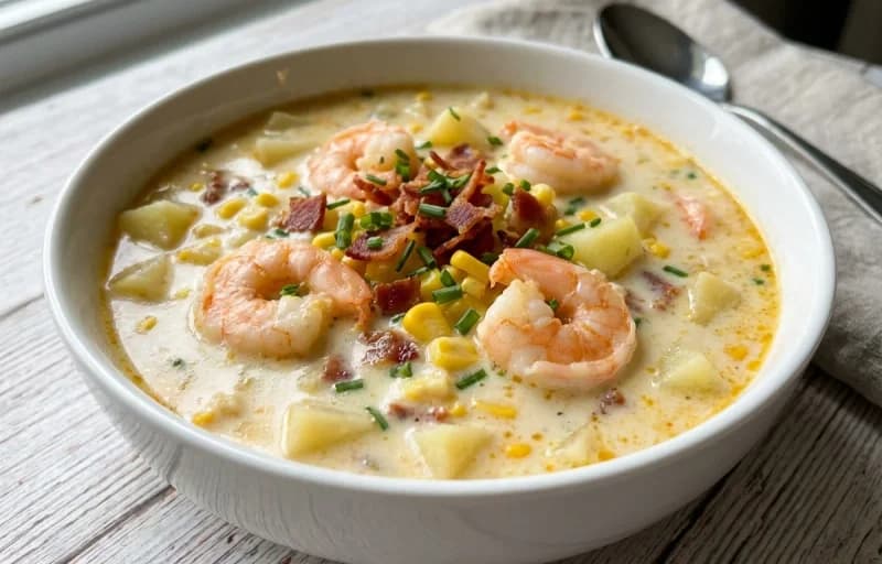 Shrimp and Corn Chowder with Seasoned Oyster Crackers - Recipe 1