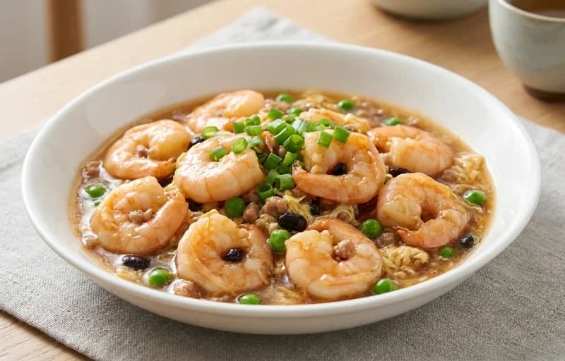 Shrimp Lobster Sauce, Steamed Basmati Rice and Egg Drop Soup - Recipe 1