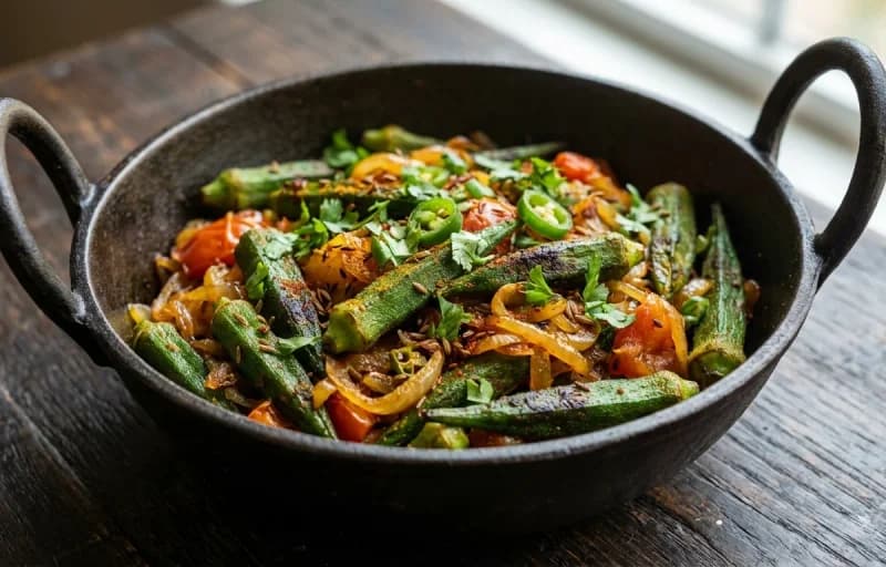 Sindhi Bhindi Basar with Juar Jo Dodo - Recipe 1