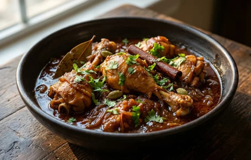 Sindhi Bhugal Chicken, Steamed Basmati Rice and Dahi - Recipe 1