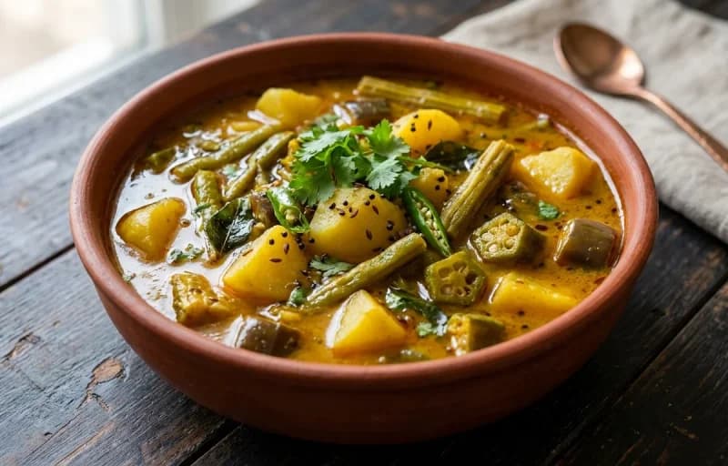 Sindhi Curry, Boiled Egg and Steamed Basmati Rice - Recipe 1