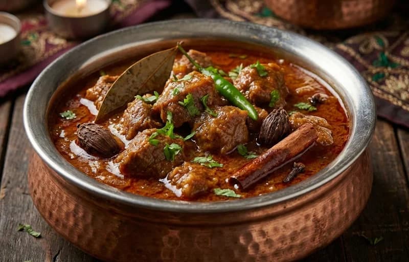 Sindhi Mutton with Black Cardamom, Phulka and Lachha Pyaaz - Recipe 1