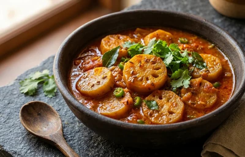 Singhi Tamate Mein with Bhuga Chawal - Recipe 1