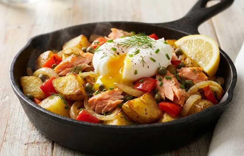 Smoked Salmon Hash with Poached Egg - Recipe 1