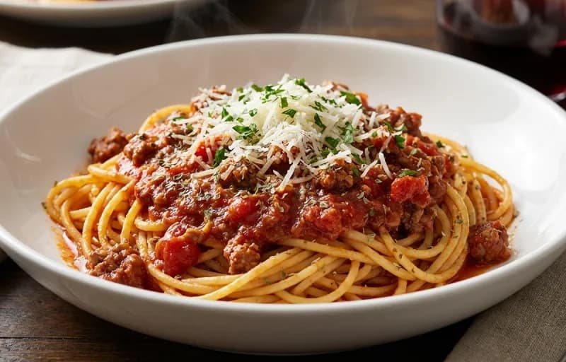Eggplant Parmesan, Spaghetti with Meat Sauce and Garden Salad - Recipe 2
