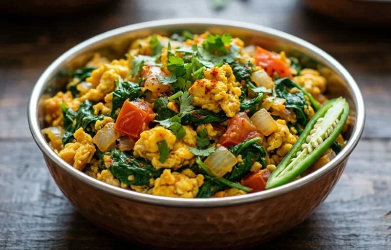 Spinach and Egg Bhurji with Roti - Recipe 1